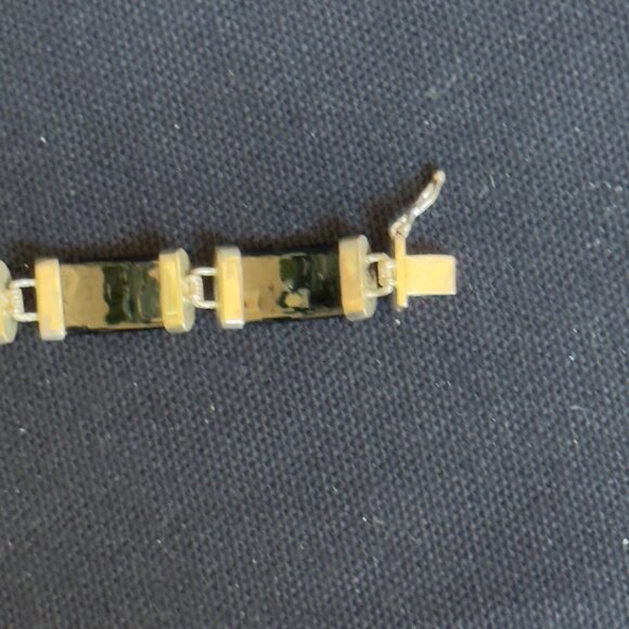 Elegant Vintage .925 Sterling Silver Faceted Onyx Womens Bracelet Secure Clasp - Picture 4 of 12